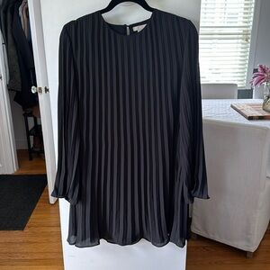 Black Pleated Swing Dress